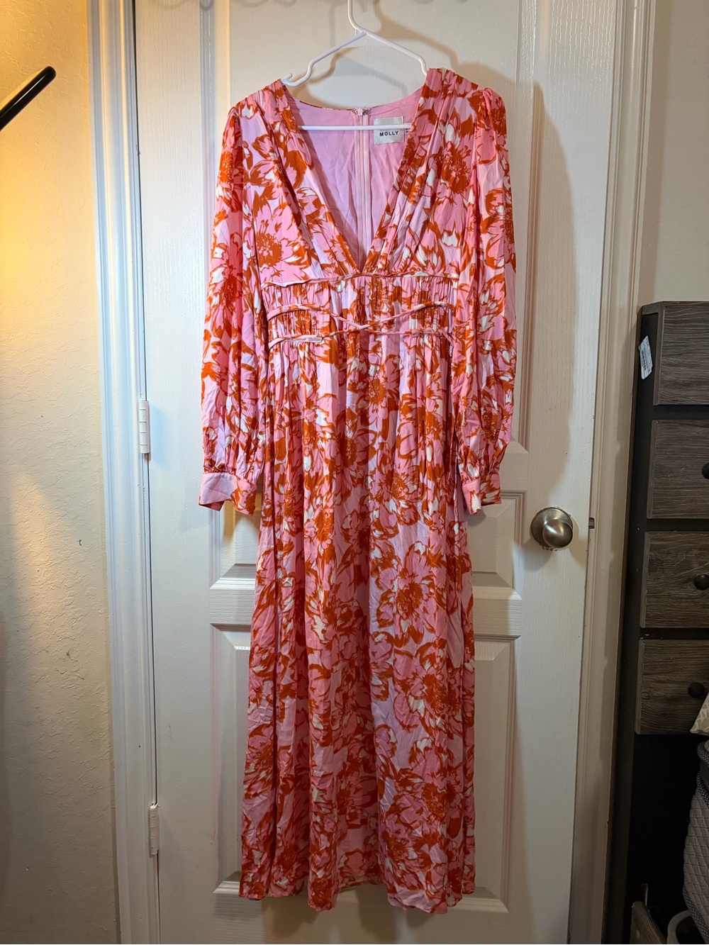 Hello Molly Pink & Orange Floral V-Neck Maxi Dress